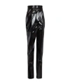 Balmain Asymmetric Draped Vinyl Trousers Woman Pants Black Size 8 Polyester In Black