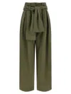 Balmain Belted Pleated Cotton And Linen-blend Twill Tapered Pants In Green