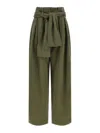 Balmain Belted Pleated Cotton And Linen-blend Twill Tapered Pants In Green