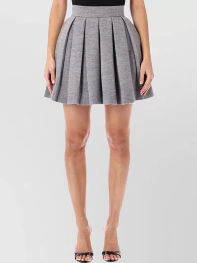 BALMAIN HIGH WAIST PLEATED WOOL MINI SKIRT