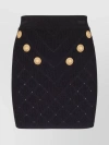 BALMAIN HIGH WAIST QUILTED SKIRT WITH EMBELLISHED BUTTONS