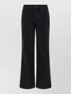 Balmain High Waist Quilted Wide Leg Denim Jeans In Black