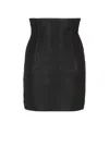 Balmain High-waist Rolled Lambskin Leather Mini Skirt In Black