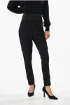 Balmain High Waist Satin Carrots Solid Color Pants In Black