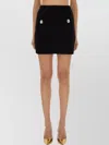 Balmain High Waist Short Tweed Skirt With Decorative Buttons In Black