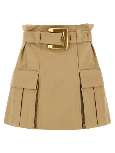 Balmain High Waist Skirt Skirts Beige In Neutral