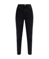 Balmain Stretch Denim Slim Fit Jeans With Golden Button 15cm In Black