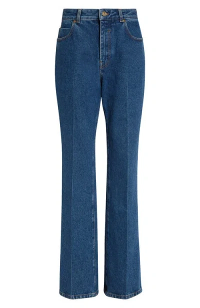 Balmain High Waist Straight Leg Jeans In Blue