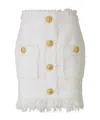 Balmain Eyelash Crop Top With Logoed Buttons In White