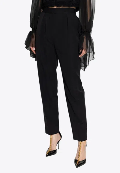 BALMAIN HIGH-WAIST WOOL TAILORED PANTS