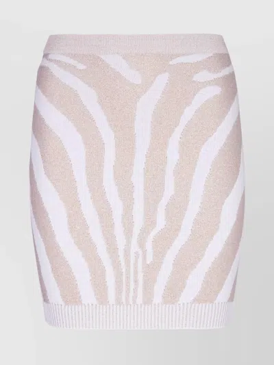 BALMAIN HIGH WAIST ZEBRA PRINT KNIT SHORT SKIRT