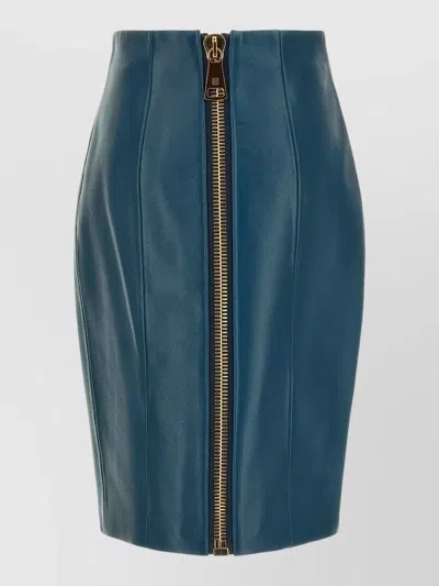 Balmain High Waist Zip Skirt Back Slit