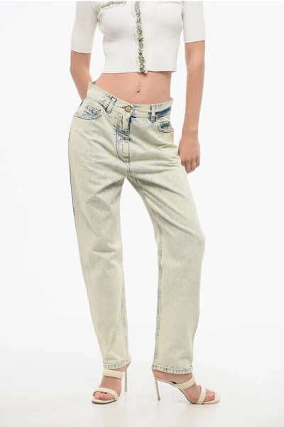 Balmain High-waisted Acid-wash Effect Jeans 17cm In Neutral