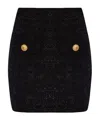 Balmain Black Pencil Mini Skirt With Jewel Buttons In Tweed Woman In Black