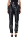 Balmain High-waisted Faux Leather Trousers In Black