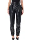 Balmain High-waisted Faux Leather Trousers In Black