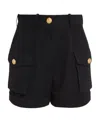 Balmain High-waisted Flap-pocket Shorts In Black