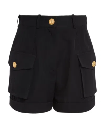 Balmain High-waisted Flap-pocket Shorts In Black