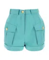 Balmain High-waisted Flap-pocket Shorts In Green