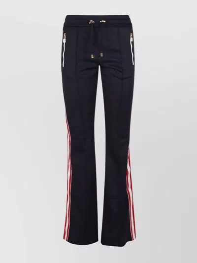 Balmain Flared Stripe-detail Trousers In Blue