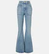 Balmain High-waisted Flared Denim Jeans In Blue