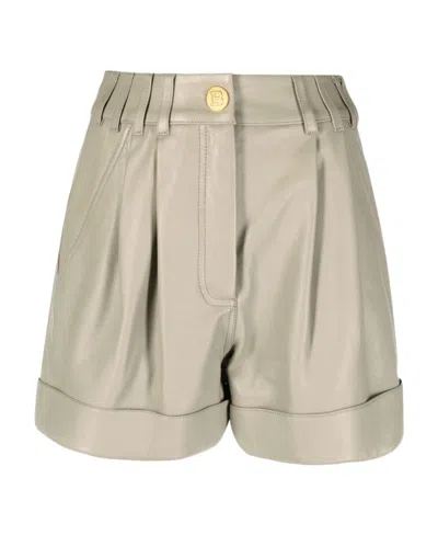 BALMAIN HIGH-WAISTED LAMBSKIN SHORTS