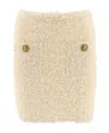 Balmain White Tweed High-waisted Miniskirt With Pockets In Nude