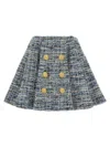 Balmain Space-dyed Cotton-blend Miniskirt In Blue