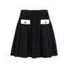 Balmain 2-button Velvet Knit Flared Mini Skirt