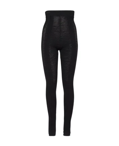 Balmain High-waisted Sheer Knitted Leggings In Black