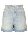 Balmain High-waisted Shorts In Light Blue