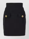 Balmain Crepe Virgin Wool Mini Skirt In Black