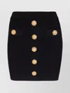 Balmain High-waisted Skirt With Front Pockets And Gold Button Detailing In Black