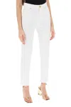 Balmain Five-pocket High-waist Slim Denim Crop Pants In White