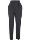 Balmain High Waisted Tailored "grain De Poudre" Pants Clothing In Black