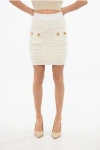 Balmain High-waisted Tweed Mini Skirt With Decorative Buttons