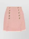 Balmain High-waisted Tweed Skirt With Gold-tone Buttons In Pink