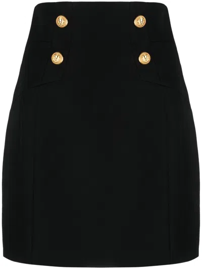 Balmain Button-detail Pencil Skirt In Black