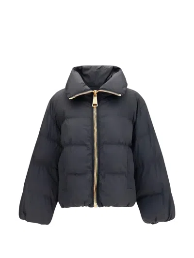 Balmain High-collar Padded Jacket In Gray