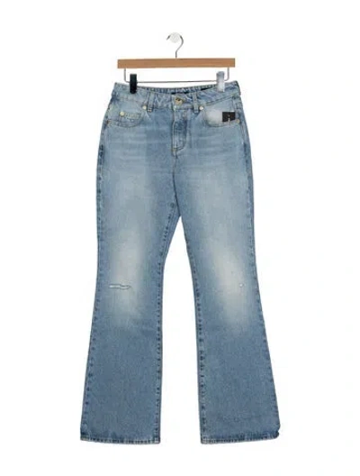 Pre-owned Balmain High-rise Flared Jeans In Blue