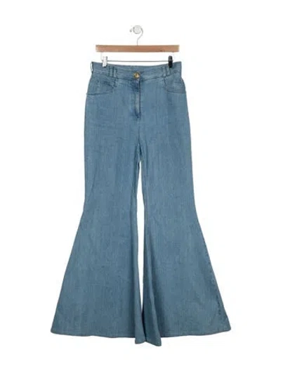 Pre-owned Balmain High-rise Flared Jeans In Blue