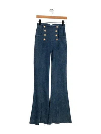 Pre-owned Balmain High-rise Flared Jeans In Blue