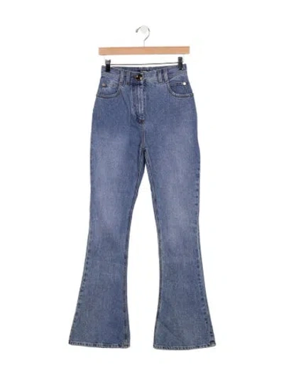 Pre-owned Balmain High-rise Flared Jeans In Blue