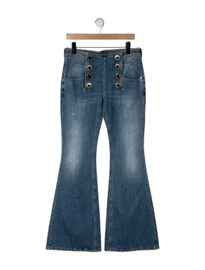 Pre-owned Balmain High-rise Flared Jeans In Blue