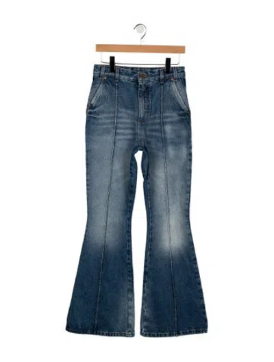 Pre-owned Balmain High-rise Flared Jeans In Blue