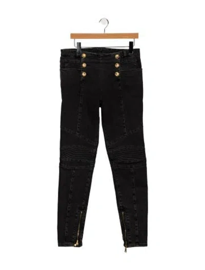 Pre-owned Balmain High-rise Skinny Leg Jeans In Black