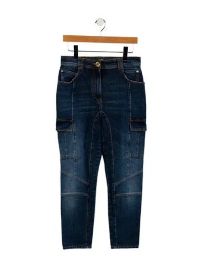 Pre-owned Balmain High-rise Skinny Leg Jeans In Blue