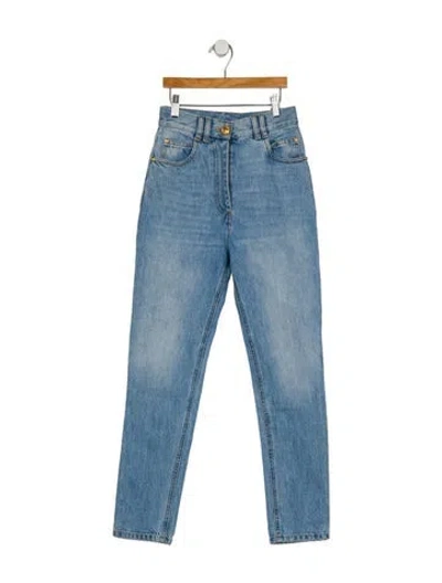 Pre-owned Balmain High-rise Skinny Leg Jeans In Blue