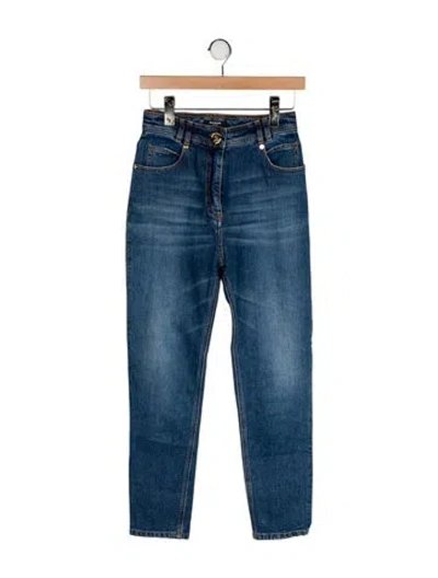 Pre-owned Balmain High-rise Skinny Leg Jeans In Blue