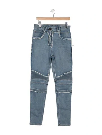 Pre-owned Balmain High-rise Skinny Leg Jeans In Blue